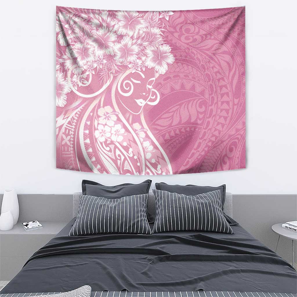 Polynesian Women's Day Tapestry Pink Hibiscus Flowers With Polynesian Pattern LT05 - Polynesian Pride