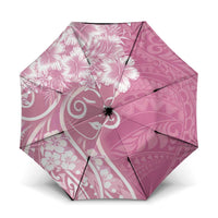 Polynesian Women's Day Umbrella Pink Hibiscus Flowers With Polynesian Pattern LT05 One Size Folded 11.42 inch Opened Diameter 37.4 inch Pink - Polynesian Pride