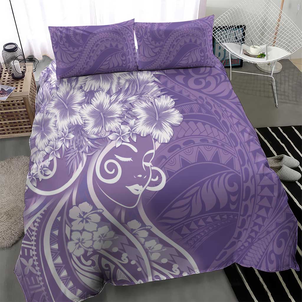 Polynesian Women's Day Bedding Set Purple Hibiscus Flowers With Polynesian Pattern LT05 - Polynesian Pride
