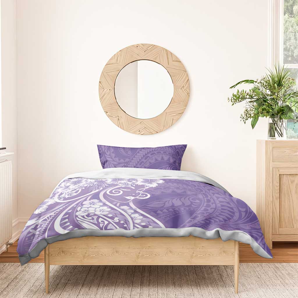 Polynesian Women's Day Bedding Set Purple Hibiscus Flowers With Polynesian Pattern LT05 - Polynesian Pride