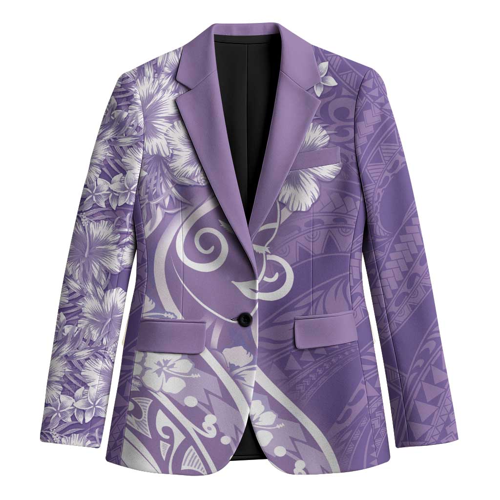 Polynesian Women's Day Blazer Purple Hibiscus Flowers With Polynesian Pattern LT05 Unisex Purple - Polynesian Pride