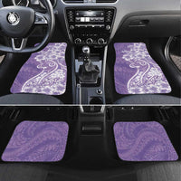 Polynesian Women's Day Car Mats Purple Hibiscus Flowers With Polynesian Pattern LT05 Set 4pcs Purple - Polynesian Pride