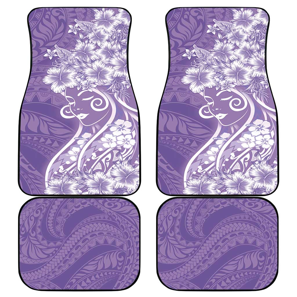 Polynesian Women's Day Car Mats Purple Hibiscus Flowers With Polynesian Pattern LT05 - Polynesian Pride