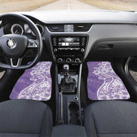 Polynesian Women's Day Car Mats Purple Hibiscus Flowers With Polynesian Pattern LT05 Set 2pcs - Front Purple - Polynesian Pride