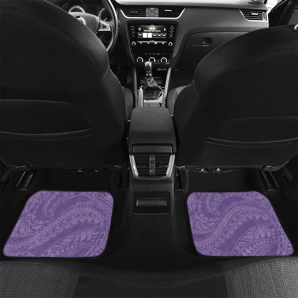 Polynesian Women's Day Car Mats Purple Hibiscus Flowers With Polynesian Pattern LT05 Set 2pcs - Back Purple - Polynesian Pride