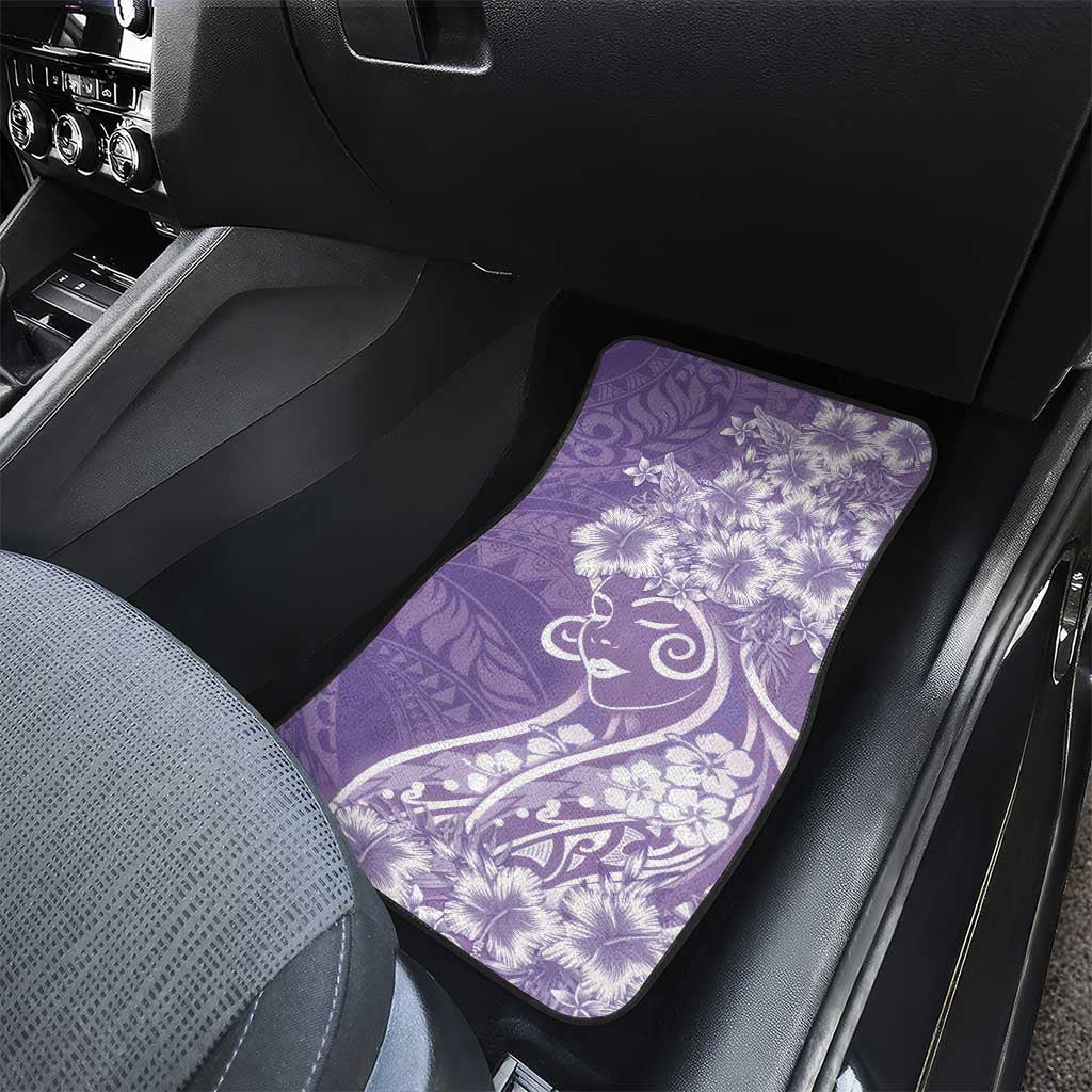 Polynesian Women's Day Car Mats Purple Hibiscus Flowers With Polynesian Pattern LT05 - Polynesian Pride