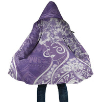Polynesian Women's Day Cloak Purple Hibiscus Flowers With Polynesian Pattern LT05 Unisex Purple - Polynesian Pride