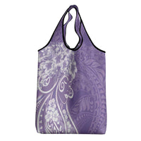 Polynesian Women's Day Grocery Bag Purple Hibiscus Flowers With Polynesian Pattern LT05 - Polynesian Pride