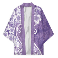 Polynesian Women's Day Kimono Purple Hibiscus Flowers With Polynesian Pattern LT05 Unisex Purple - Polynesian Pride