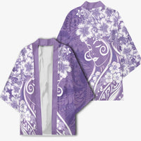 Polynesian Women's Day Kimono Purple Hibiscus Flowers With Polynesian Pattern LT05 - Polynesian Pride