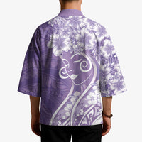 Polynesian Women's Day Kimono Purple Hibiscus Flowers With Polynesian Pattern LT05 - Polynesian Pride