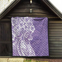 Polynesian Women's Day Quilt Purple Hibiscus Flowers With Polynesian Pattern LT05 - Polynesian Pride