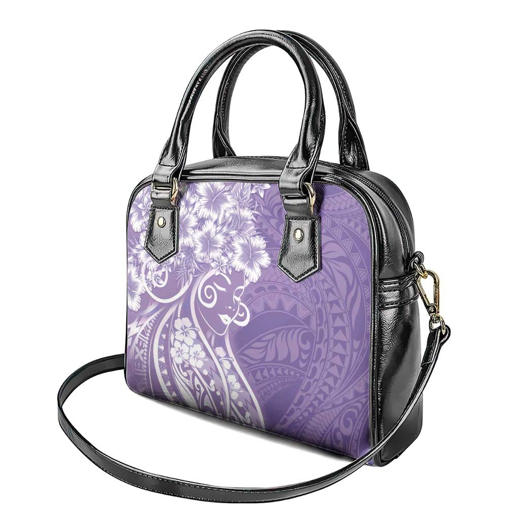 Polynesian Women's Day Shoulder Handbag Purple Hibiscus Flowers With Polynesian Pattern LT05 - Polynesian Pride