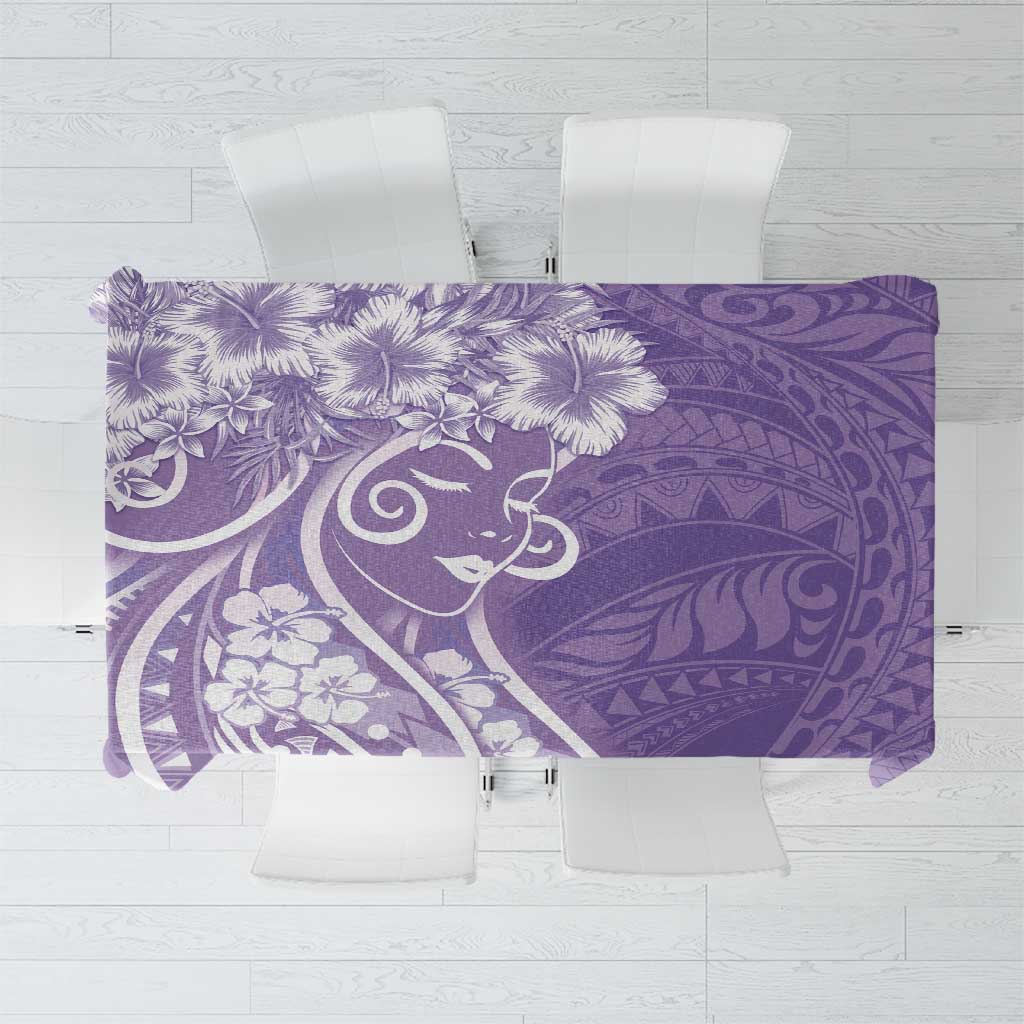 Polynesian Women's Day Tablecloth Purple Hibiscus Flowers With Polynesian Pattern LT05 Purple - Polynesian Pride