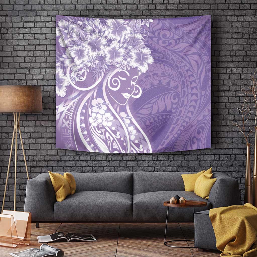 Polynesian Women's Day Tapestry Purple Hibiscus Flowers With Polynesian Pattern LT05 Purple - Polynesian Pride
