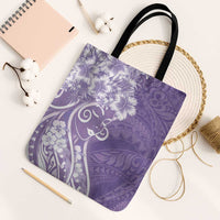 Polynesian Women's Day Tote Bag Purple Hibiscus Flowers With Polynesian Pattern LT05 Black Strap One Size Purple - Polynesian Pride