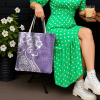 Polynesian Women's Day Tote Bag Purple Hibiscus Flowers With Polynesian Pattern LT05 - Polynesian Pride