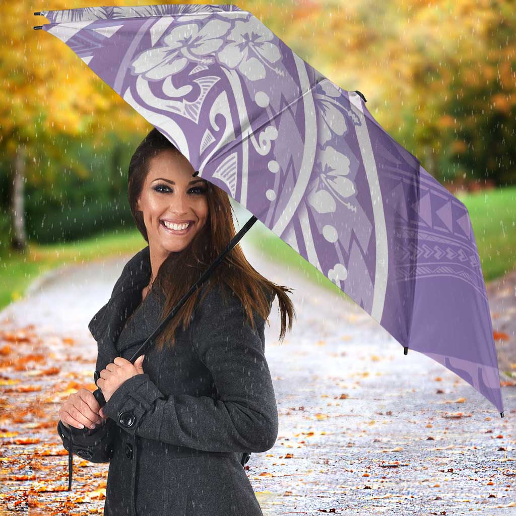 Polynesian Women's Day Umbrella Purple Hibiscus Flowers With Polynesian Pattern LT05 - Polynesian Pride