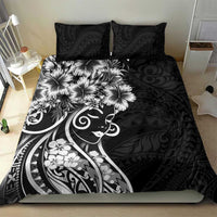 Polynesian Women's Day Bedding Set Black Hibiscus Flowers With Polynesian Pattern LT05 - Polynesian Pride