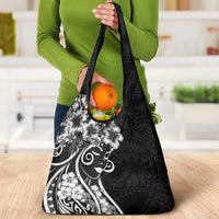 Polynesian Women's Day Grocery Bag Black Hibiscus Flowers With Polynesian Pattern LT05 - Polynesian Pride
