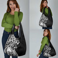 Polynesian Women's Day Grocery Bag Black Hibiscus Flowers With Polynesian Pattern LT05 - Polynesian Pride