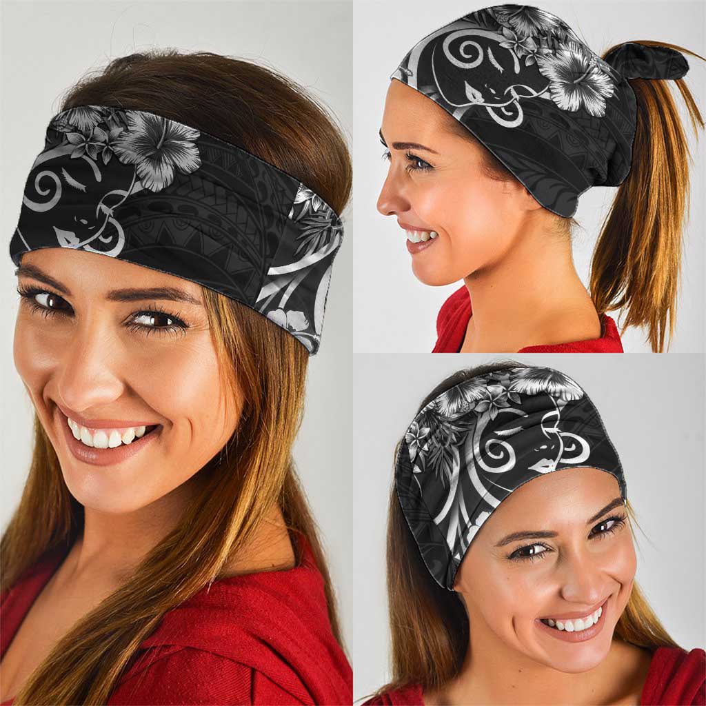 Polynesian Women's Day Neck Gaiter Black Hibiscus Flowers With Polynesian Pattern LT05 - Polynesian Pride