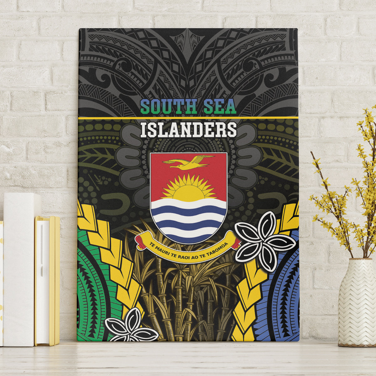 South Sea Islanders And Gilbert Islands Canvas Wall Art Kanakas Polynesian Pattern LT05 Without Frame Black - Polynesian Pride