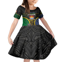 Personalised South Sea Islanders And Gilbert Islands Kid Short Sleeve Dress Kanakas Polynesian Pattern LT05 KID Black - Polynesian Pride