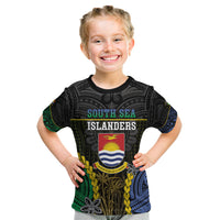 Personalised South Sea Islanders And Gilbert Islands Kid T Shirt Kanakas Polynesian Pattern LT05 Black - Polynesian Pride