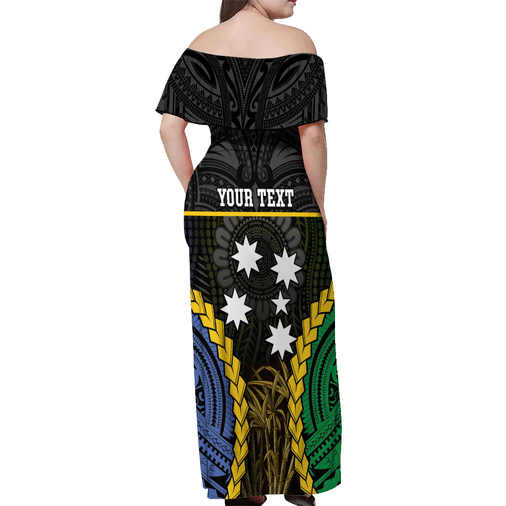 Personalised South Sea Islanders And Gilbert Islands Off Shoulder Maxi Dress Kanakas Polynesian Pattern LT05 - Polynesian Pride