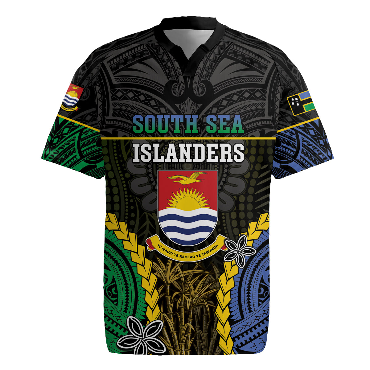 Personalised South Sea Islanders And Gilbert Islands Rugby Jersey Kanakas Polynesian Pattern LT05 Black - Polynesian Pride