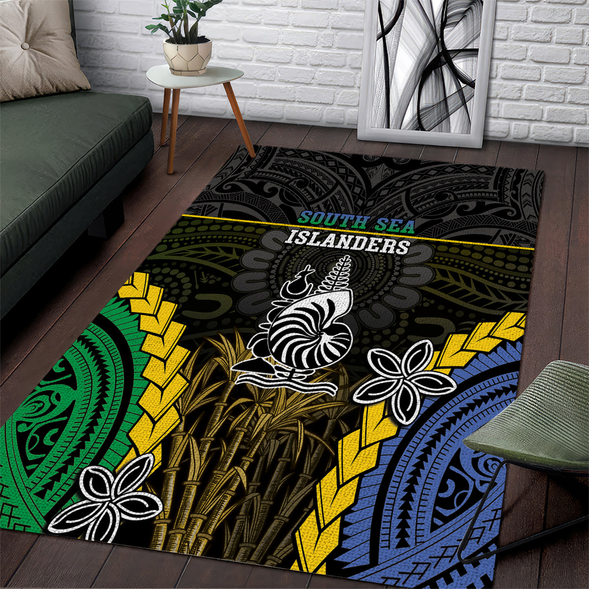 South Sea Islanders And New Caledonia Area Rug Kanakas Polynesian Pattern LT05 Black - Polynesian Pride