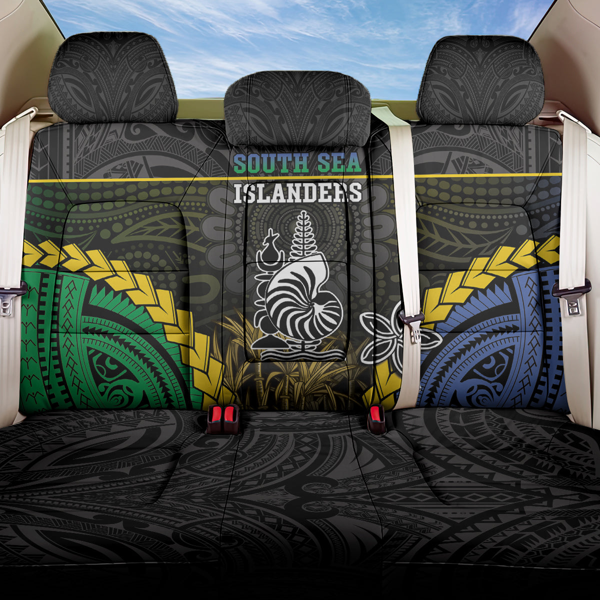 South Sea Islanders And New Caledonia Back Car Seat Cover Kanakas Polynesian Pattern LT05 One Size Black - Polynesian Pride