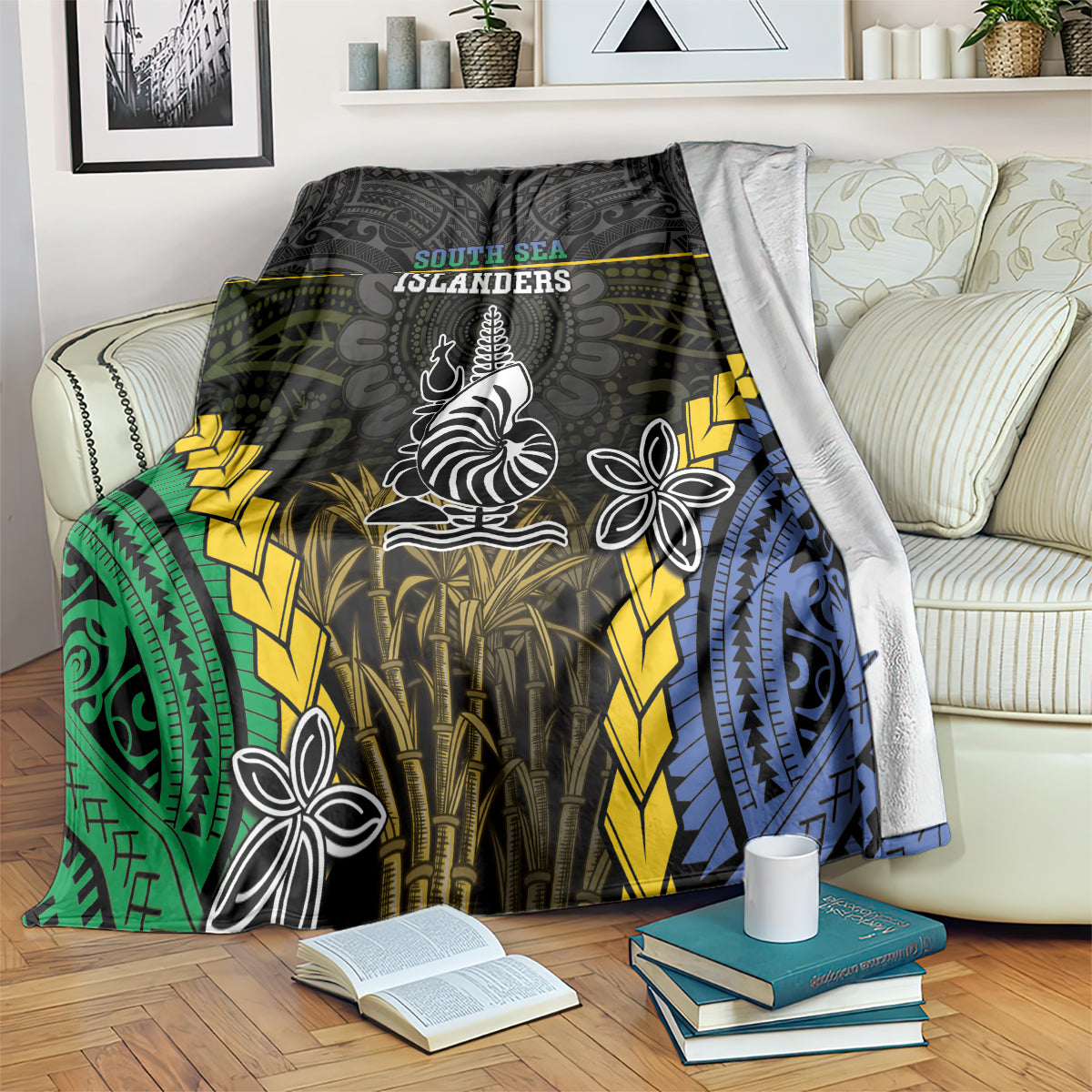 South Sea Islanders And New Caledonia Blanket Kanakas Polynesian Pattern LT05 Black - Polynesian Pride
