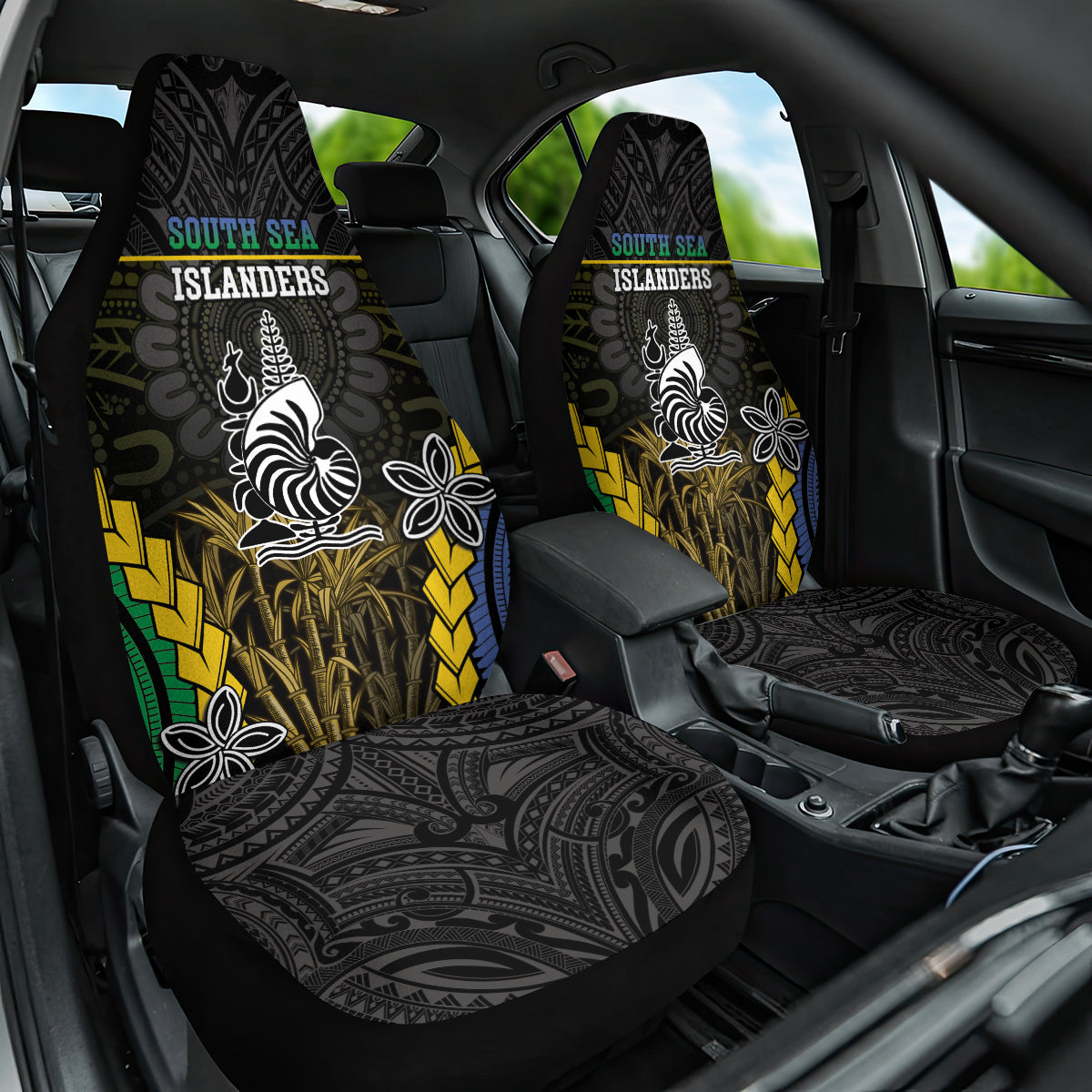 South Sea Islanders And New Caledonia Car Seat Cover Kanakas Polynesian Pattern LT05 One Size Black - Polynesian Pride