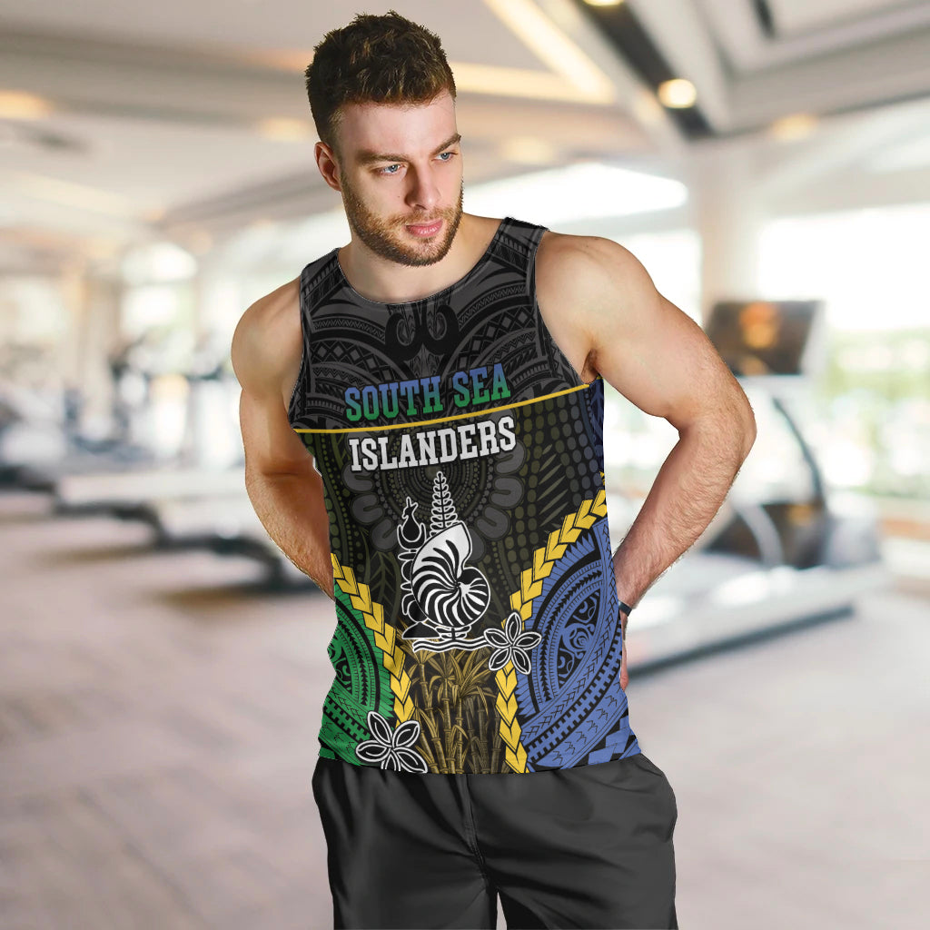 Personalised South Sea Islanders And New Caledonia Men Tank Top Kanakas Polynesian Pattern LT05 Black - Polynesian Pride