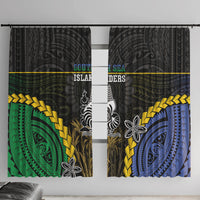South Sea Islanders And New Caledonia Window Curtain Kanakas Polynesian Pattern LT05 With Hooks Black - Polynesian Pride