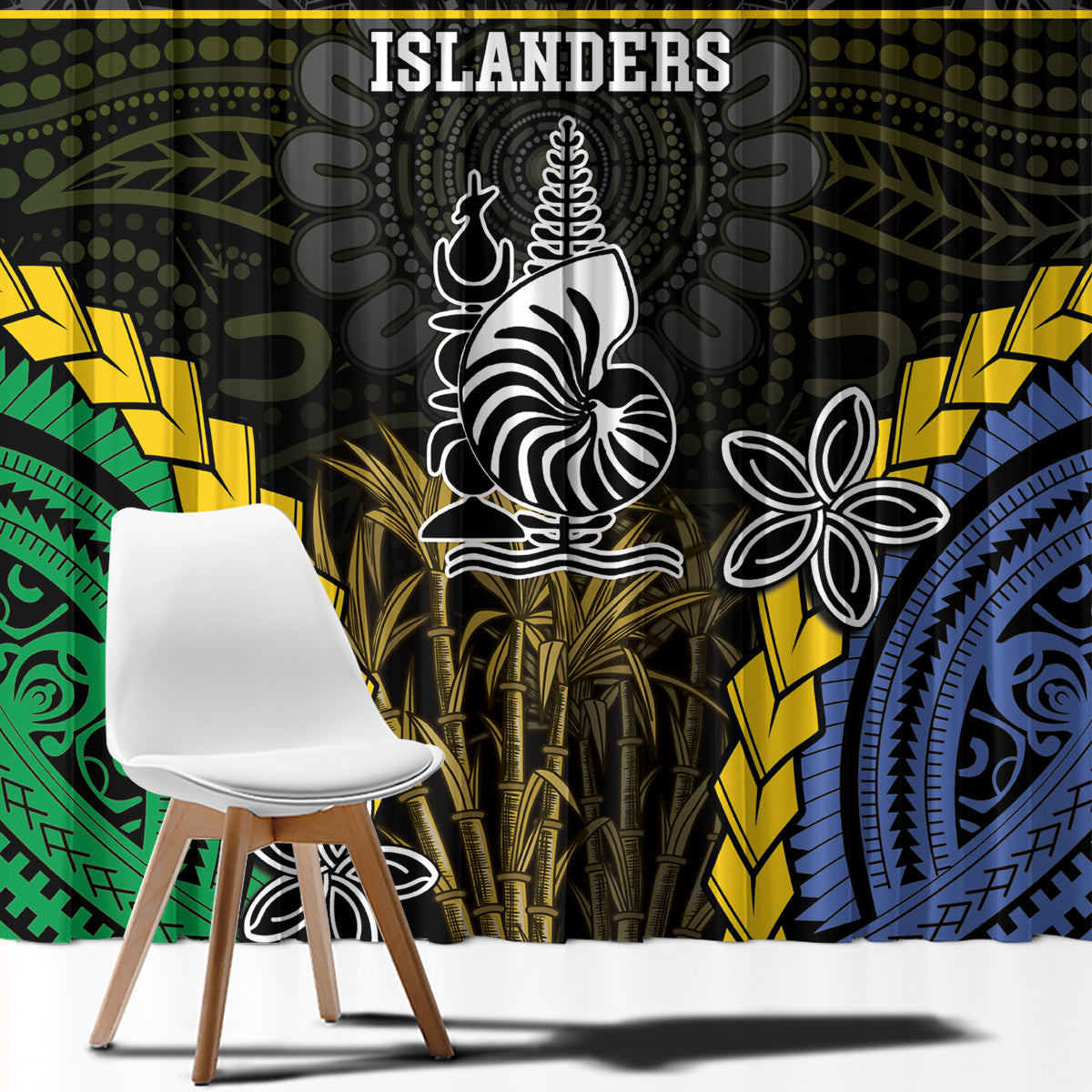 South Sea Islanders And New Caledonia Window Curtain Kanakas Polynesian Pattern LT05 - Polynesian Pride