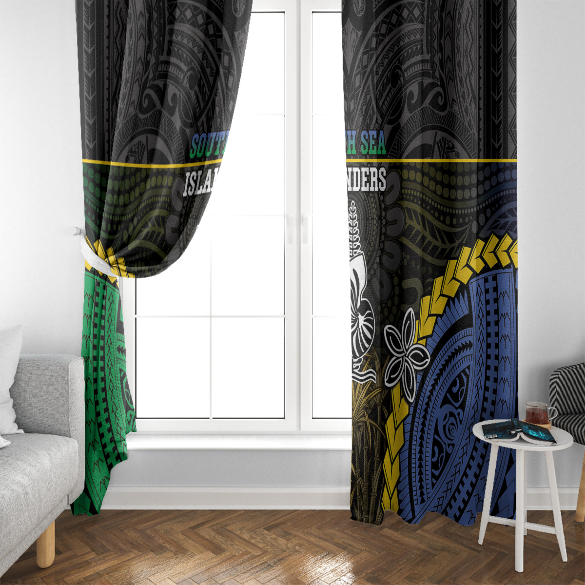 South Sea Islanders And New Caledonia Window Curtain Kanakas Polynesian Pattern LT05 - Polynesian Pride