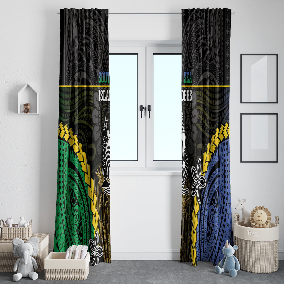 South Sea Islanders And New Caledonia Window Curtain Kanakas Polynesian Pattern LT05 - Polynesian Pride