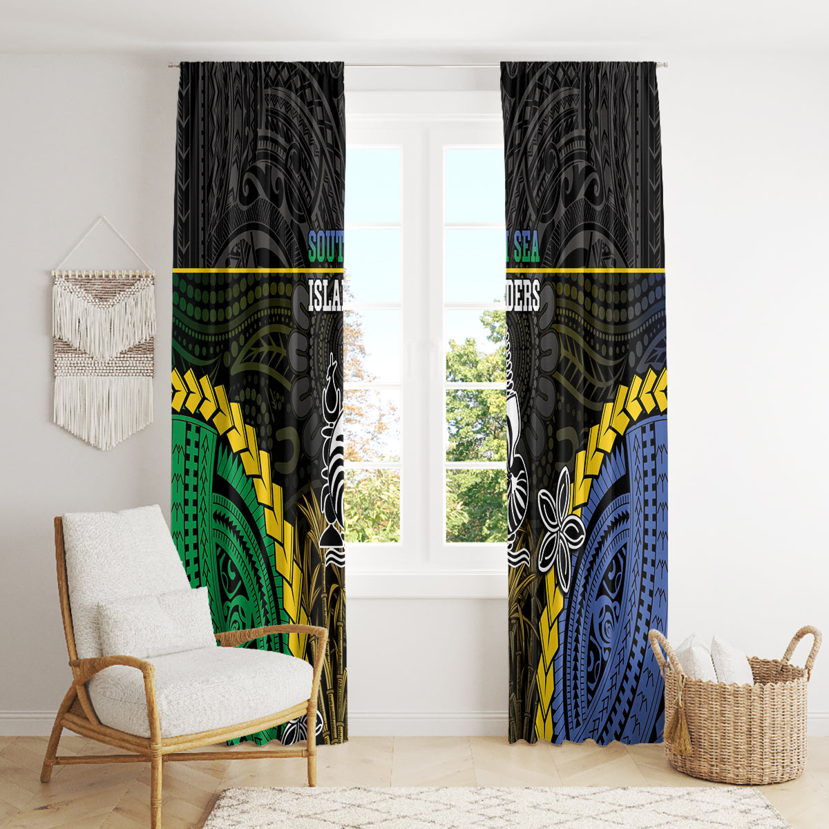 South Sea Islanders And New Caledonia Window Curtain Kanakas Polynesian Pattern LT05 - Polynesian Pride