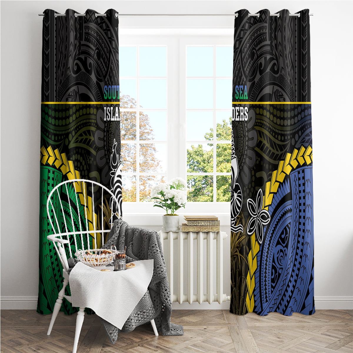 South Sea Islanders And New Caledonia Window Curtain Kanakas Polynesian Pattern LT05 - Polynesian Pride