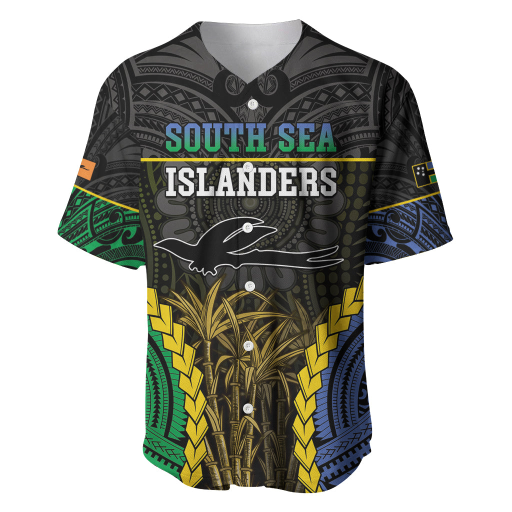 Personalised South Sea Islanders And New Ireland Baseball Jersey Kanakas Polynesian Pattern LT05 Black - Polynesian Pride