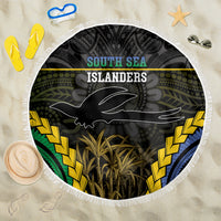 South Sea Islanders And New Ireland Beach Blanket Kanakas Polynesian Pattern LT05 One Size 150cm Black - Polynesian Pride