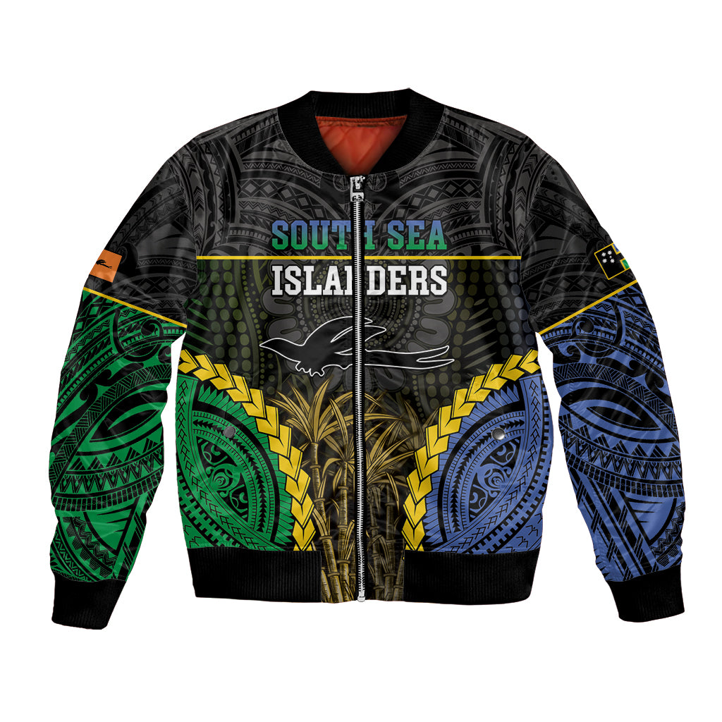 Personalised South Sea Islanders And New Ireland Bomber Jacket Kanakas Polynesian Pattern LT05 Unisex Black - Polynesian Pride