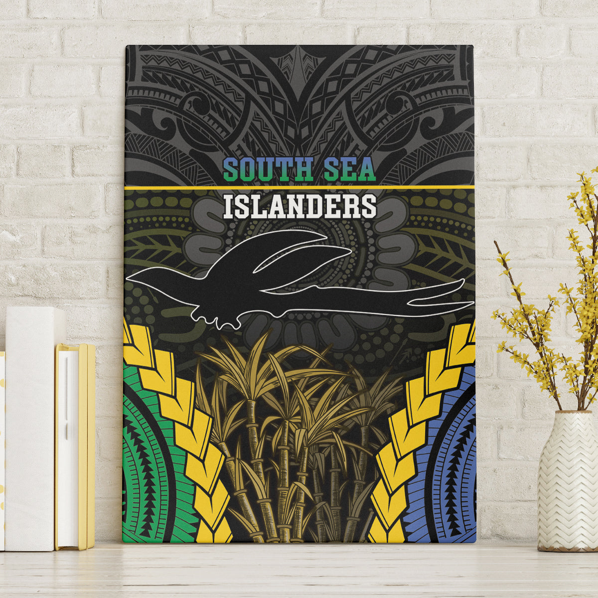 South Sea Islanders And New Ireland Canvas Wall Art Kanakas Polynesian Pattern LT05 Without Frame Black - Polynesian Pride