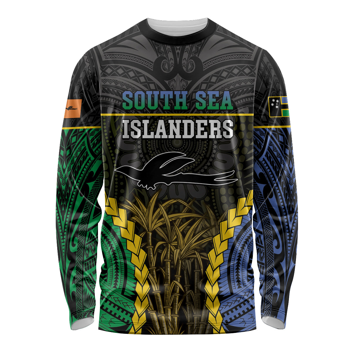 Personalised South Sea Islanders And New Ireland Long Sleeve Shirt Kanakas Polynesian Pattern LT05 Unisex Black - Polynesian Pride