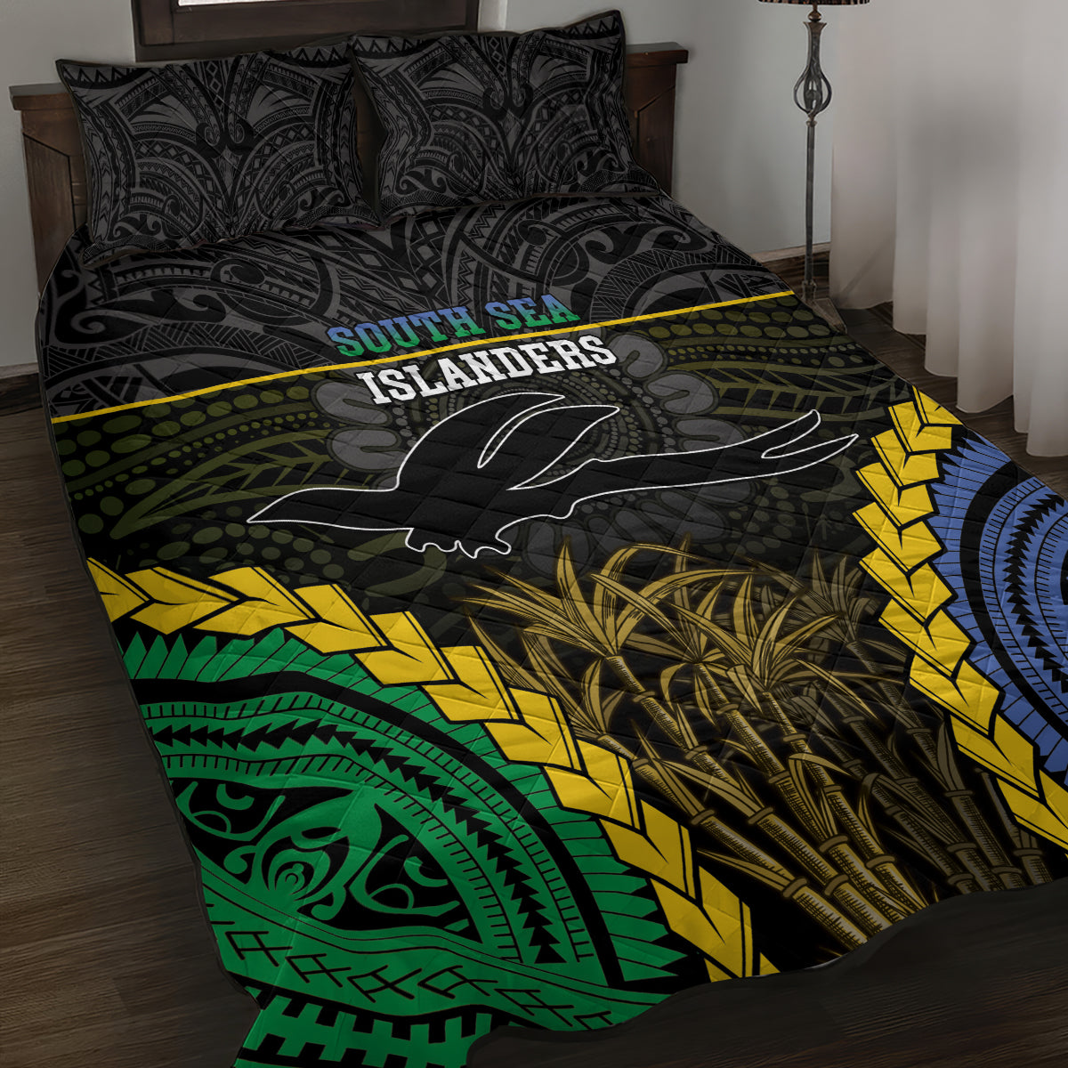 South Sea Islanders And New Ireland Quilt Bed Set Kanakas Polynesian Pattern LT05 Black - Polynesian Pride