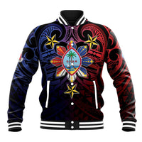 Philippines Guam Baseball Jacket Filipino Sun With Guaman Seal LT05 Unisex Blue - Polynesian Pride