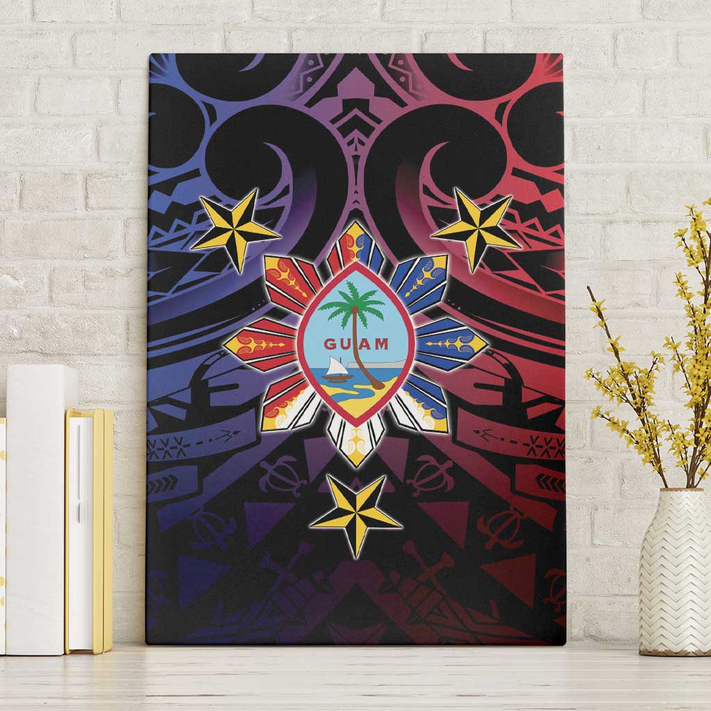 Philippines Guam Canvas Wall Art Filipino Sun With Guaman Seal LT05 Without Frame Blue - Polynesian Pride